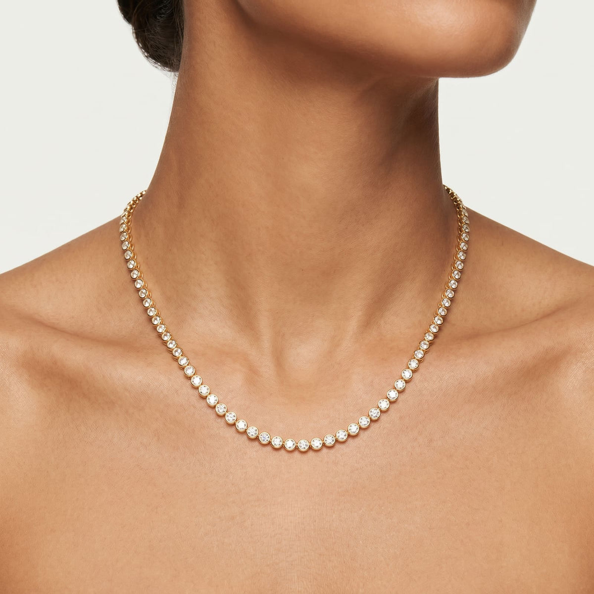 “Oslo” Classic Diamond Bezel Tennis Necklace