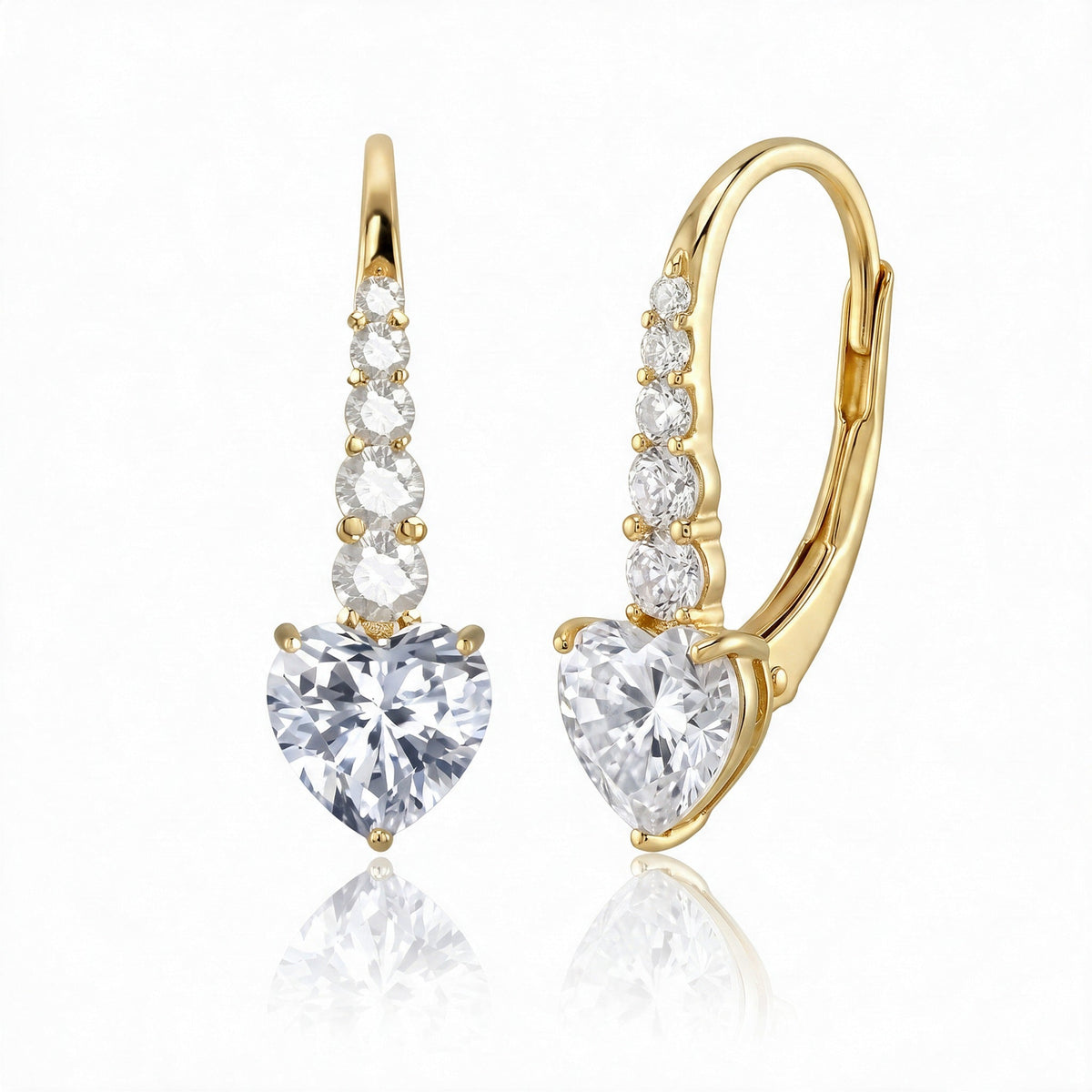 "Riga" Heart Drop Leverback Earrings