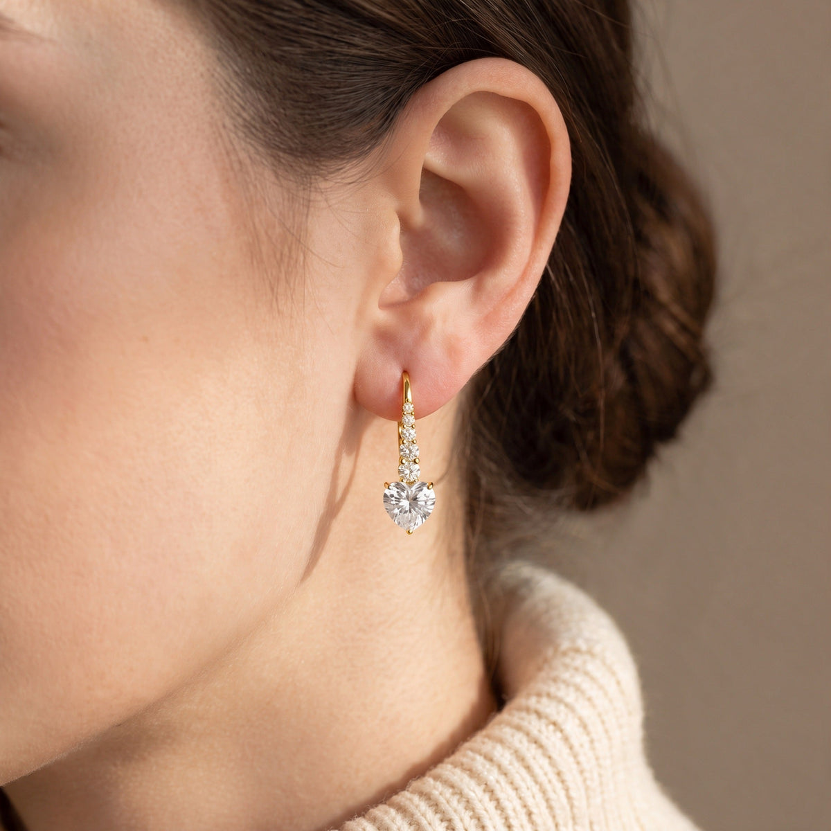 "Riga" Heart Drop Leverback Earrings
