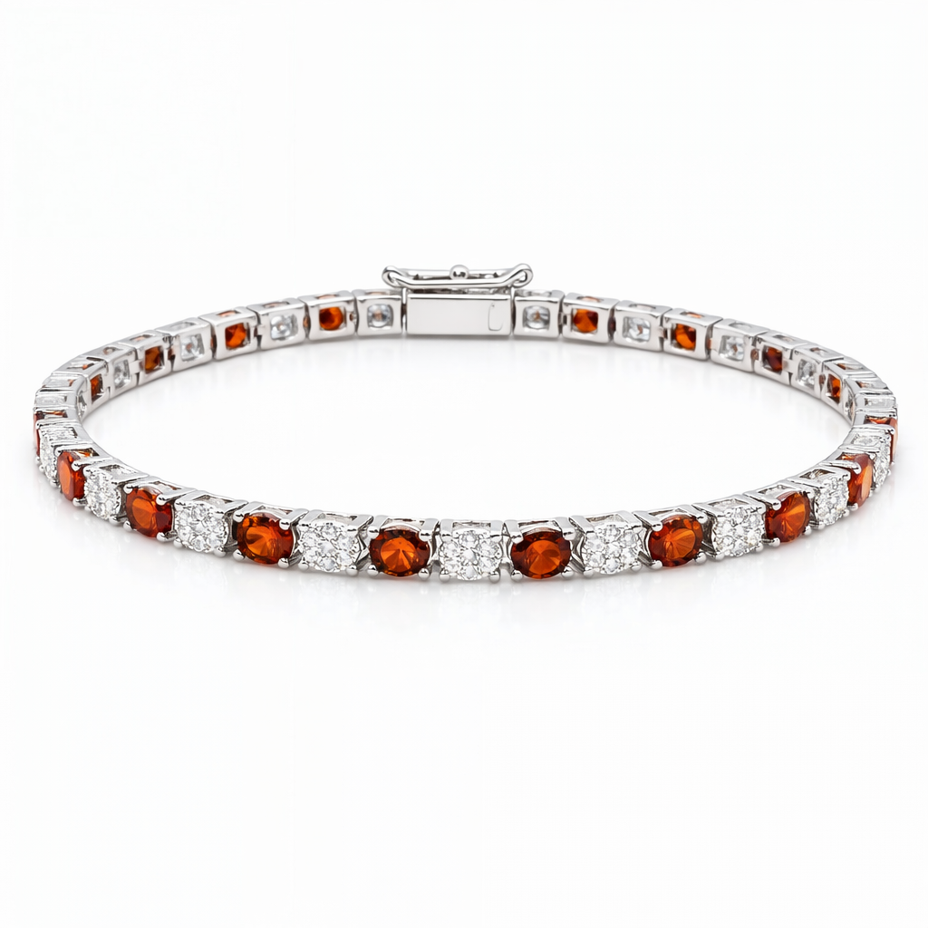 “Roma” Red Garnet & Diamond Alternating Tennis Bracelet