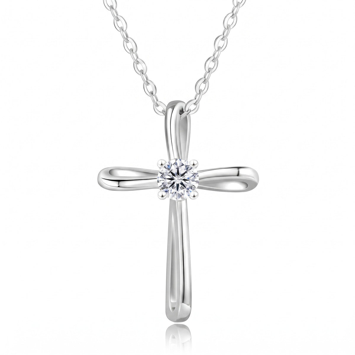 "Segovia" Moissanite 0.3ct Petite Cross Necklace