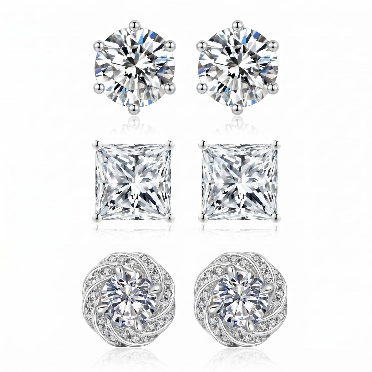 "Miami" Stud Trio Silver Set