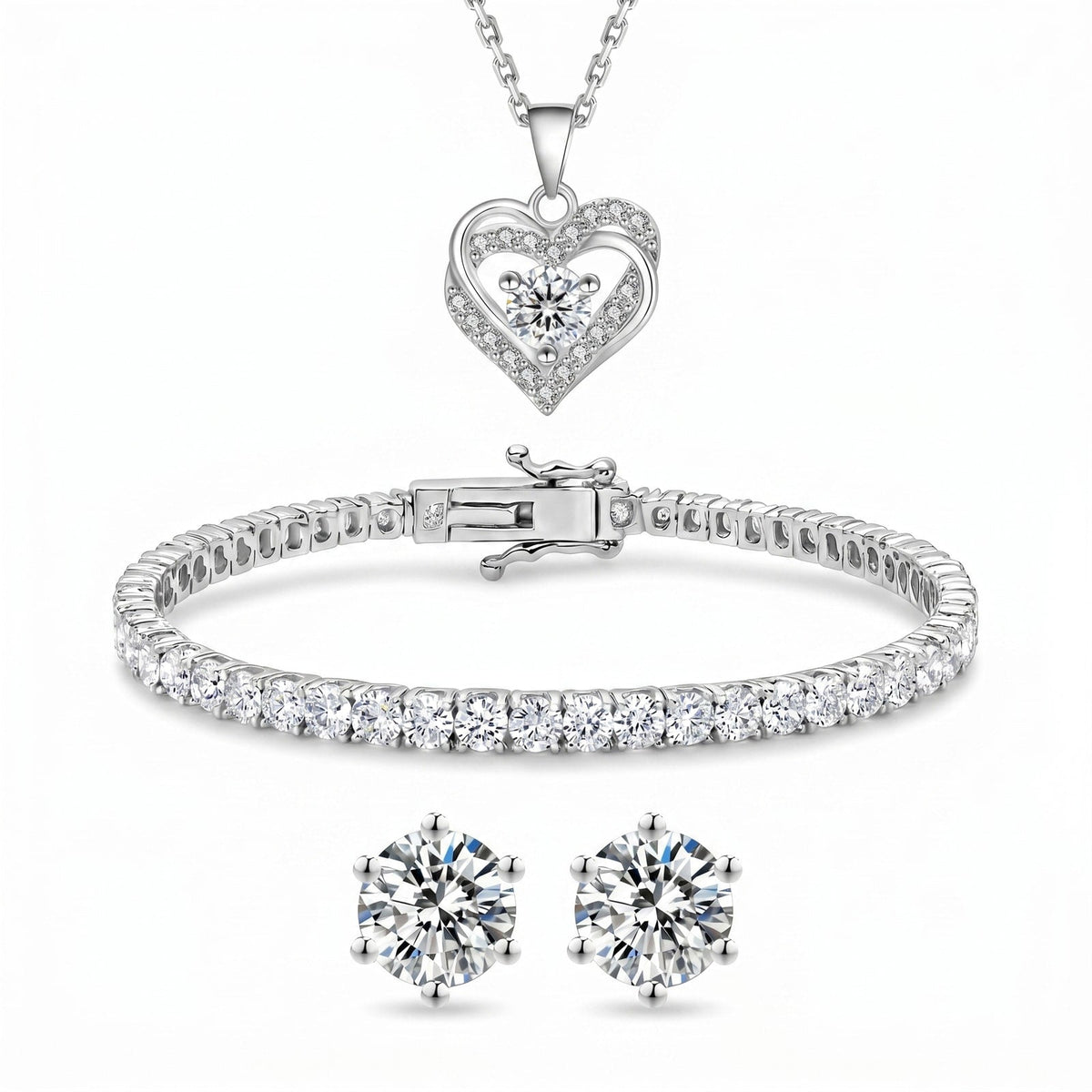 "Miami" Love Heart Silver Set