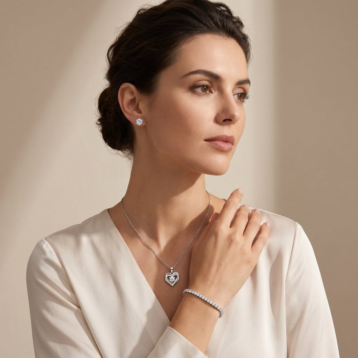 "Miami" Love Heart Silver Set