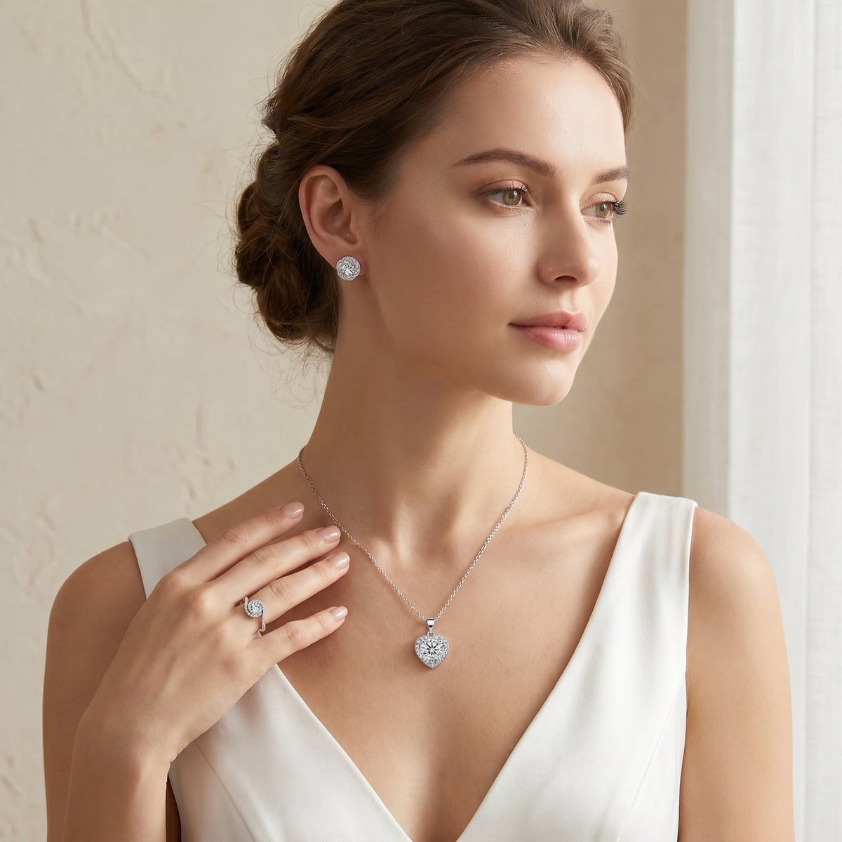 "Helsinki" Heart Bridal Set