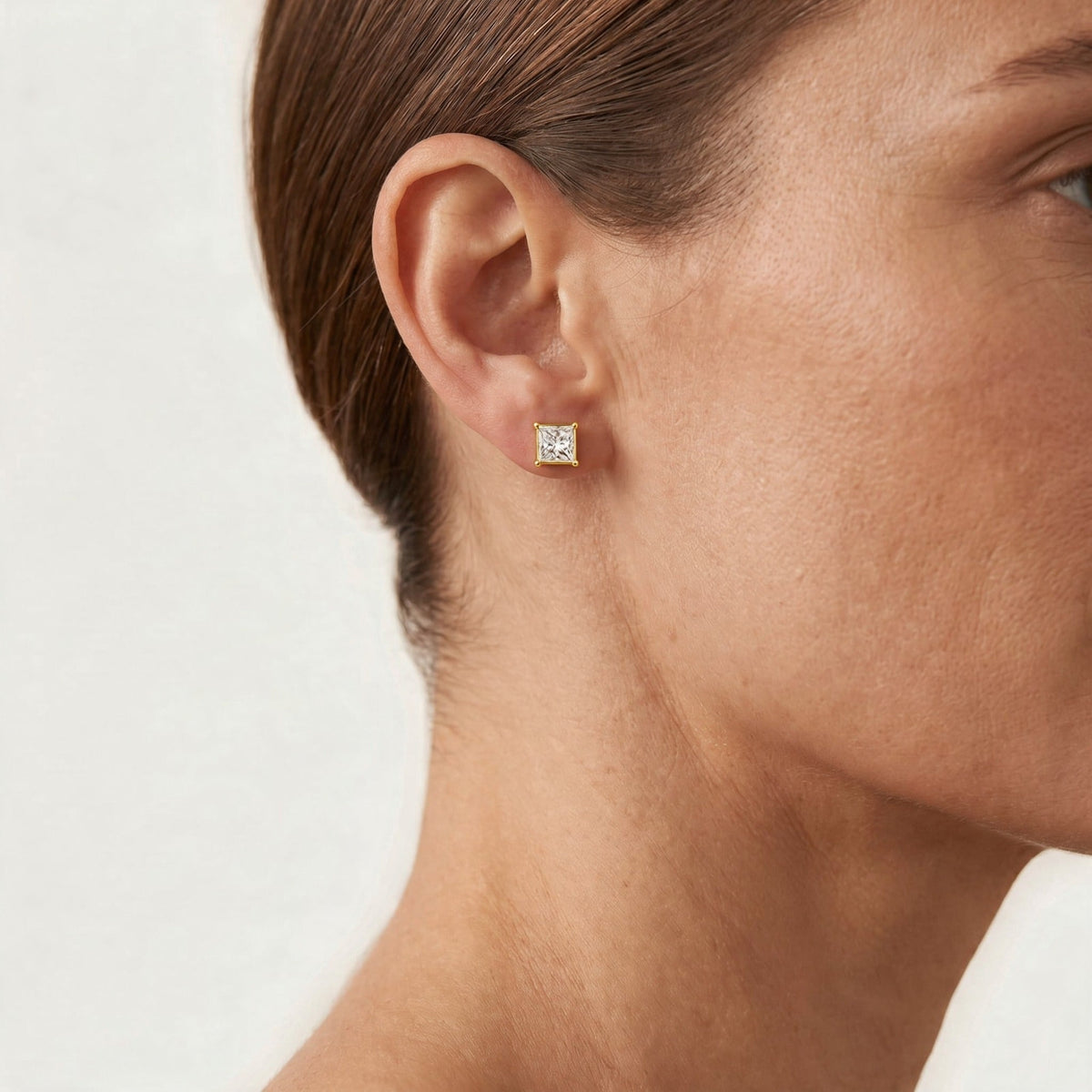 "Zermatt" Moissanite 1ct Princess-Cut Stud Earrings