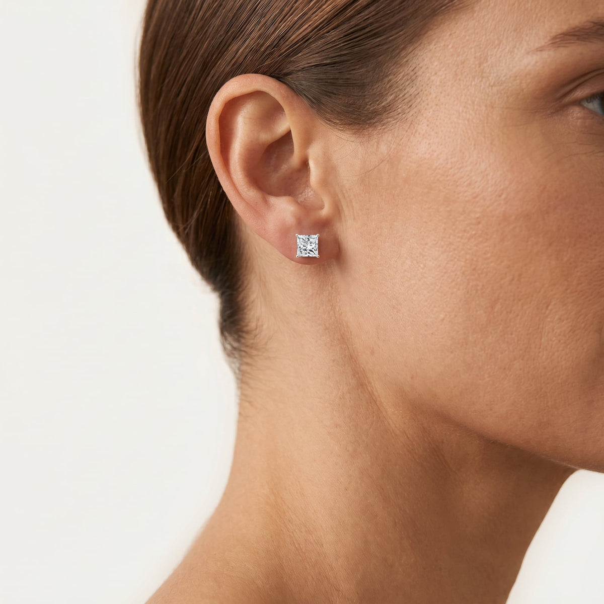 "Zermatt" Moissanite 1ct Princess-Cut Stud Earrings