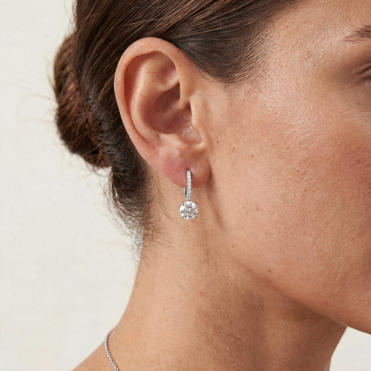 “Zurich” Moissanite 1ct Pavé Drop Solitaire Earrings