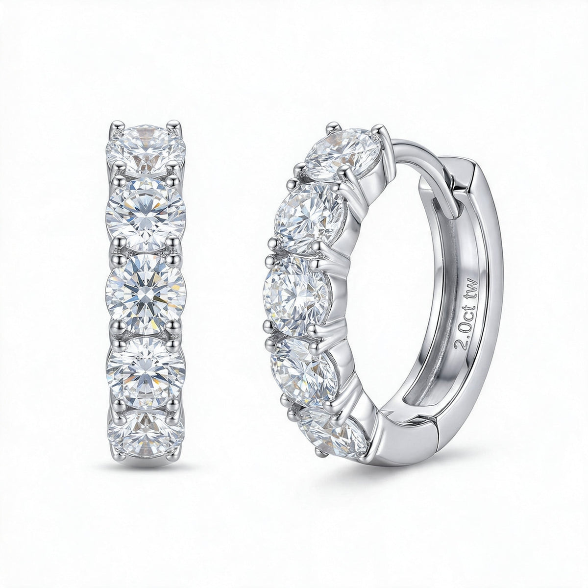 “Zurich” Moissanite 1ct Pavé Huggie Earrings