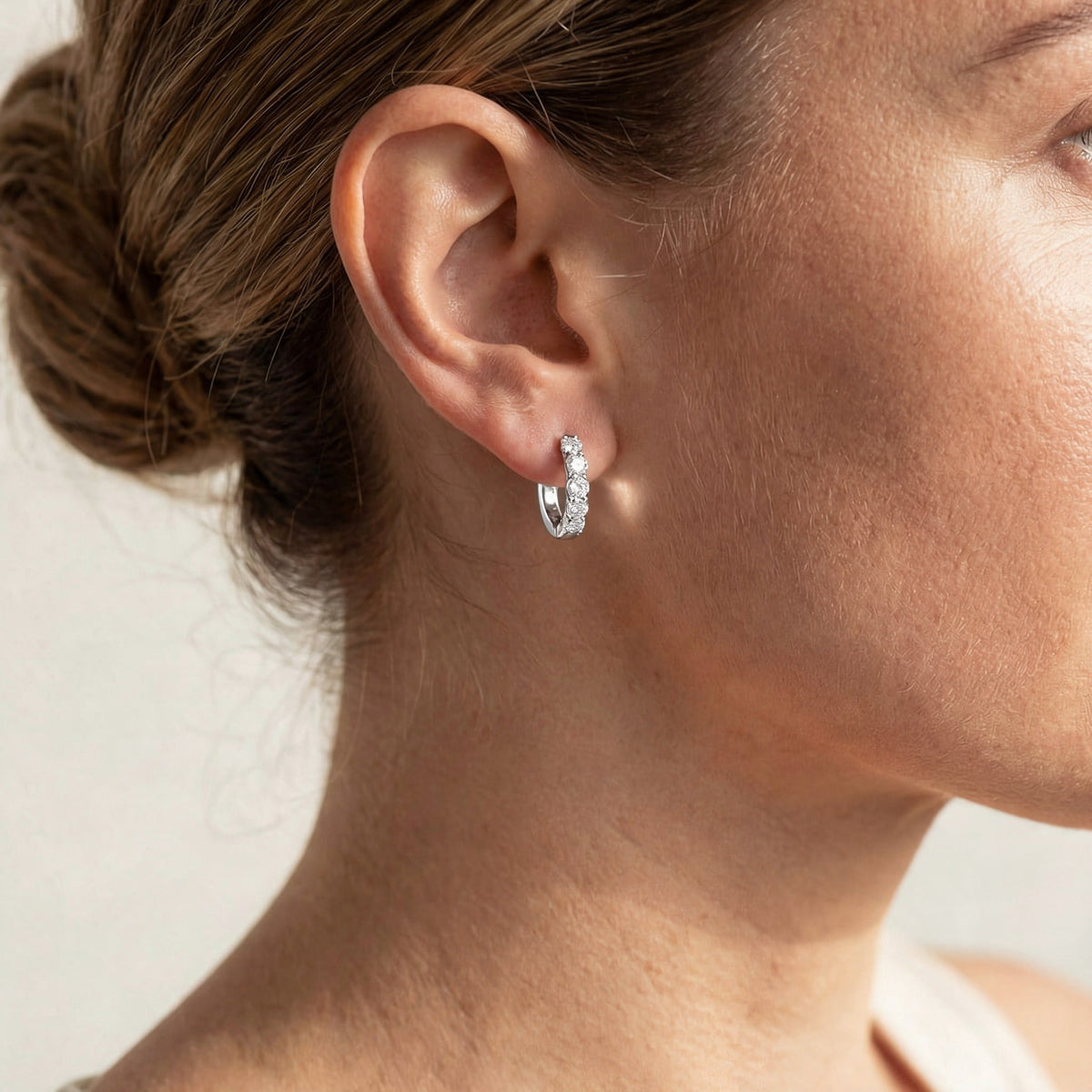 “Zurich” Moissanite 1ct Pavé Huggie Earrings